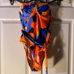 Tabitha Brown Floral Print Underwire One Piece Bathing Suit